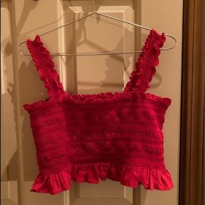 Forever 21 L Red Ruffle Crop-top